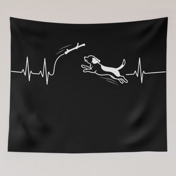 Item preview, ❤️ HEARTBEAT COLLECITON ❤️ - Heartbeat Dog - Joyful dog chasing heartbeat arc - Beagle - for darker backgrounds designed and sold by WheelieGdArt.