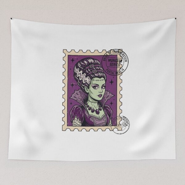 Item preview, Bride of Frankenstein Halloween Stamp designed and sold by sahbender.