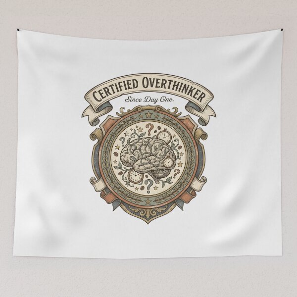 Item preview, Certified Overthinker Since Day One Vintage Retro Overthinker Shirt | Funny Introvert Mental Health Gift designed and sold by softmind studio.