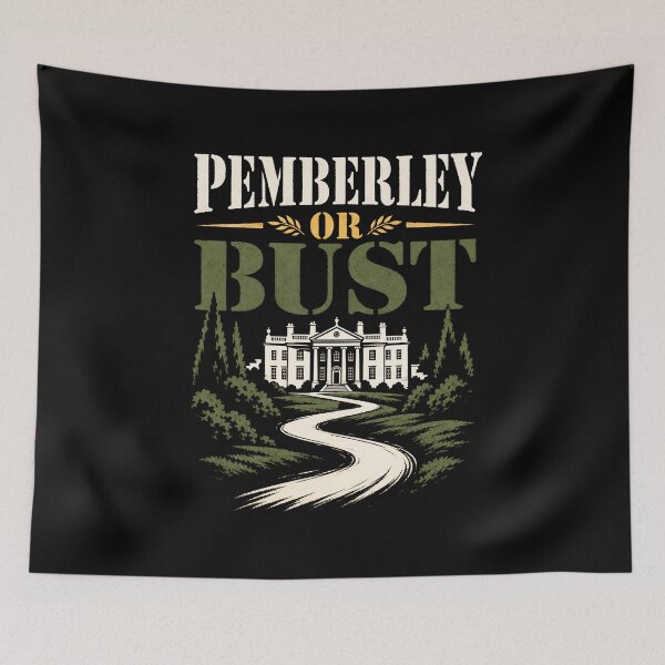 Item preview, Pemberley Or Bust Pride and Prejudice Retro Travel Poster designed and sold by Fenay Designs.