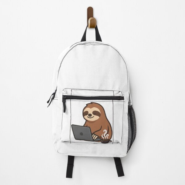 Item preview, Cute Sloth Working on Laptop with Coffee – Cozy Work From Home & Coffee Lover Design designed and sold by KAM-KAM-STORE.