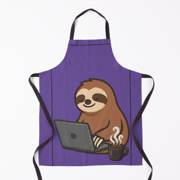 Item preview, Cute Sloth Working on Laptop with Coffee – Cozy Work From Home & Coffee Lover Design designed and sold by KAM-KAM-STORE.