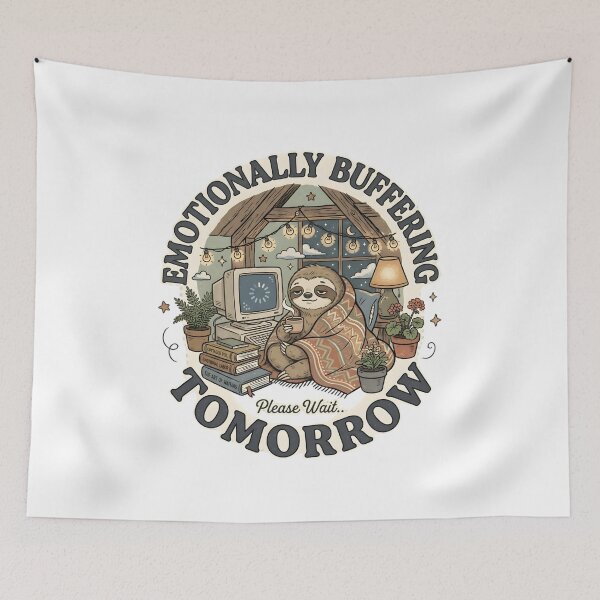 Item preview, Emotionally Buffering Please Wait Funny Sloth Shirt | Introvert Mental Health Cozy Aesthetic Gift designed and sold by softmind studio.