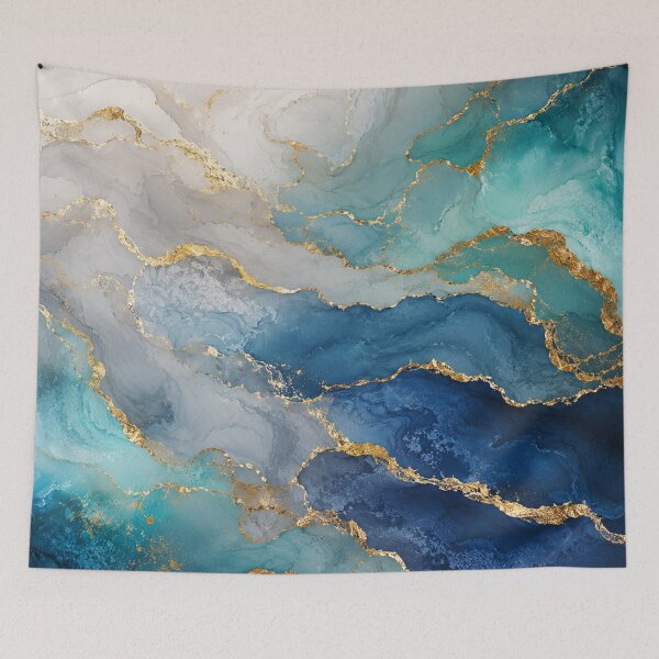 Item preview, Teal Gold Marble Geometric Art designed and sold by 0606PM.