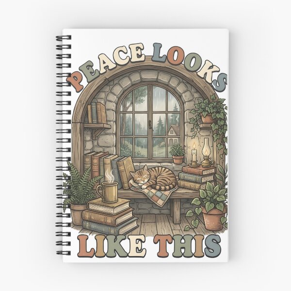 Item preview, Peace Looks Like This Cozy Reading Cat Shirt | Book Lover Cottagecore Library Gift designed and sold by softmind studio.