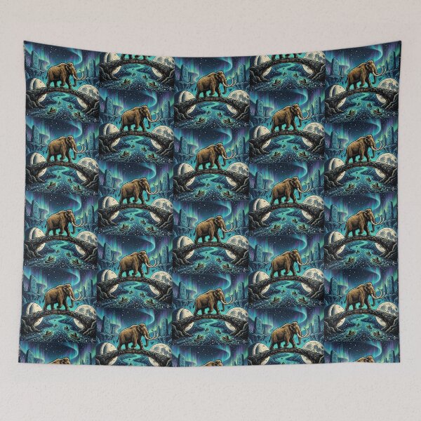 Item preview, Mystical Mammoth Odyssey – Fantasy Cosmic River Artwork designed and sold by Dogandesighn.