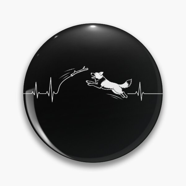 Item preview, ❤️ HEARTBEAT COLLECITON ❤️ - Heartbeat Dog - Joyful dog chasing heartbeat arc - Border Collie v1 - for darker backgrounds designed and sold by WheelieGdArt.