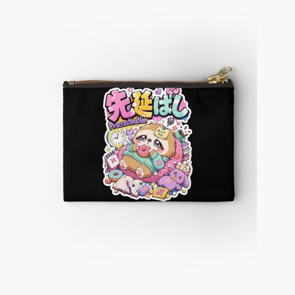 Item preview, Procrastination Japanese Cute Animal Art (先延ばし) - Kawaii Lazy Mood Design designed and sold by Japan-kanji-ya.