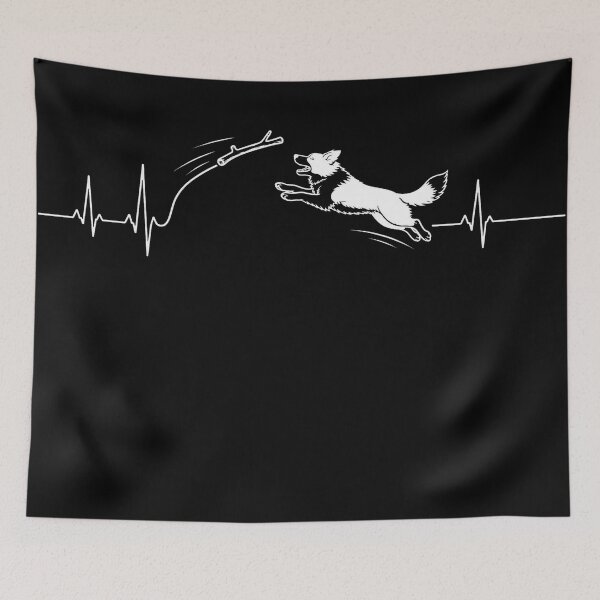 Item preview, ❤️ HEARTBEAT COLLECITON ❤️ - Heartbeat Dog - Joyful dog chasing heartbeat arc - Border Collie v1 - for darker backgrounds designed and sold by WheelieGdArt.