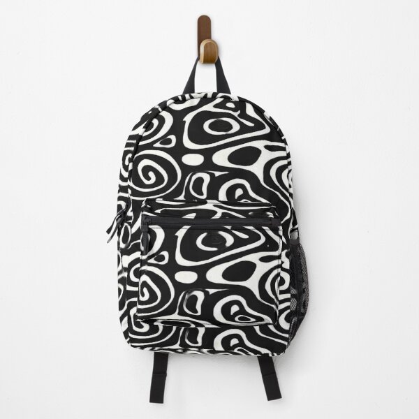 Item preview, Fluid Psychedelic Pattern - Black and White Spirals and Organic Shapes (Retro 70s) designed and sold by RAYBIL.