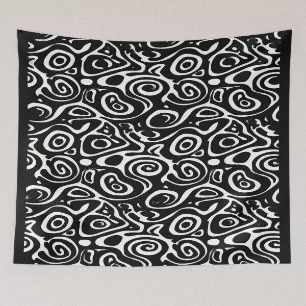 Item preview, Fluid Psychedelic Pattern - Black and White Spirals and Organic Shapes (Retro 70s) designed and sold by RAYBIL.