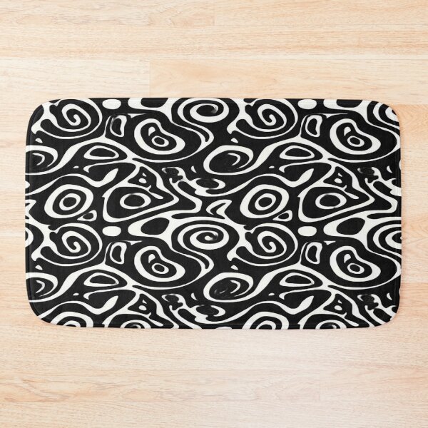 Item preview, Fluid Psychedelic Pattern - Black and White Spirals and Organic Shapes (Retro 70s) designed and sold by RAYBIL.
