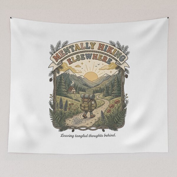 Item preview, Mentally Hiking Elsewhere Funny Hiking Shirt | Nature Lover Adventure Introvert Gift designed and sold by softmind studio.