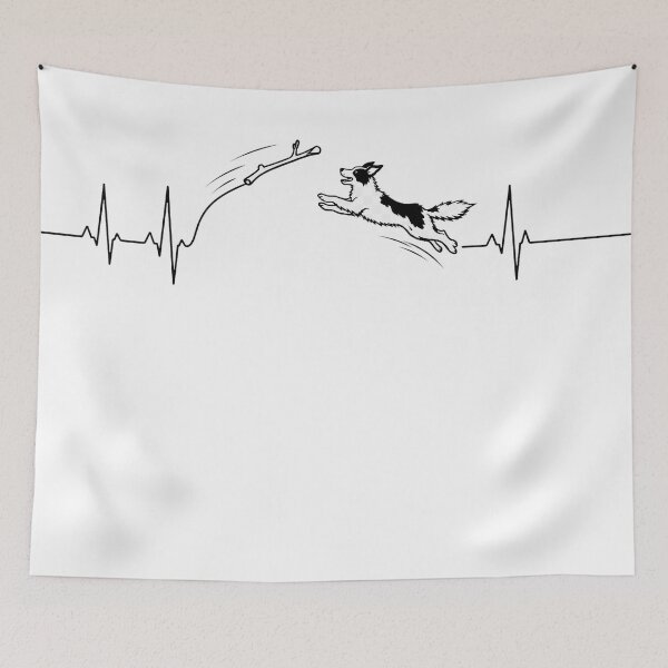 Item preview, ❤️ HEARTBEAT COLLECITON ❤️ - Heartbeat Dog - Joyful dog chasing heartbeat arc - Border Collie v2 designed and sold by WheelieGdArt.