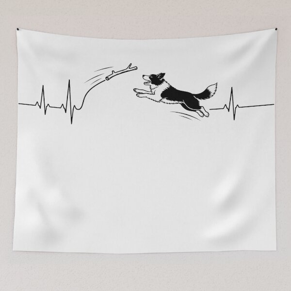 Item preview, ❤️ HEARTBEAT COLLECITON ❤️ - Heartbeat Dog - Joyful dog chasing heartbeat arc - Border Collie v1 designed and sold by WheelieGdArt.