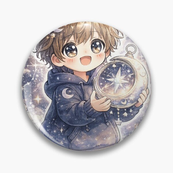 Item preview, Moon Compass Chibi Boy – Cute Kawaii Sticker designed and sold by blossomfun.