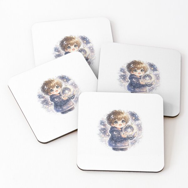 Item preview, Moon Compass Chibi Boy – Cute Kawaii Sticker designed and sold by blossomfun.