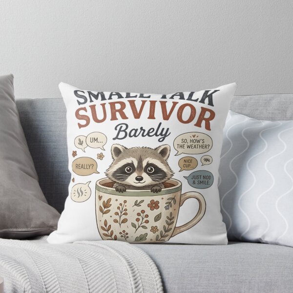 Item preview, Small Talk Survivor Funny Introvert Raccoon Shirt | Social Anxiety Humor Gift designed and sold by softmind studio.