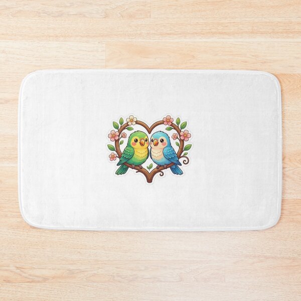 Item preview, Cute Lovebirds Sticker – Kawaii Parrot Couple in Heart Frame, Romantic Floral Bird Vinyl Decal designed and sold by Pandey14.