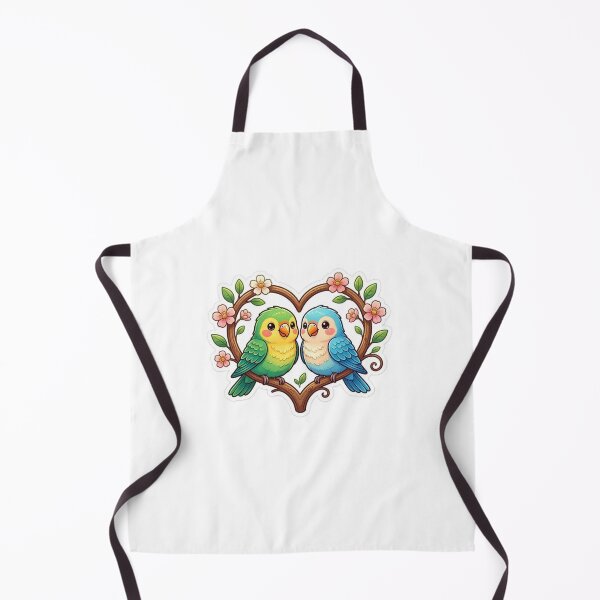 Item preview, Cute Lovebirds Sticker – Kawaii Parrot Couple in Heart Frame, Romantic Floral Bird Vinyl Decal designed and sold by Pandey14.