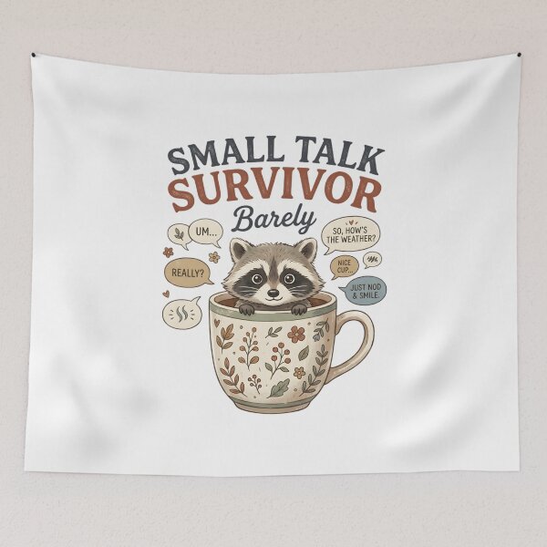Item preview, Small Talk Survivor Funny Introvert Raccoon Shirt | Social Anxiety Humor Gift designed and sold by softmind studio.