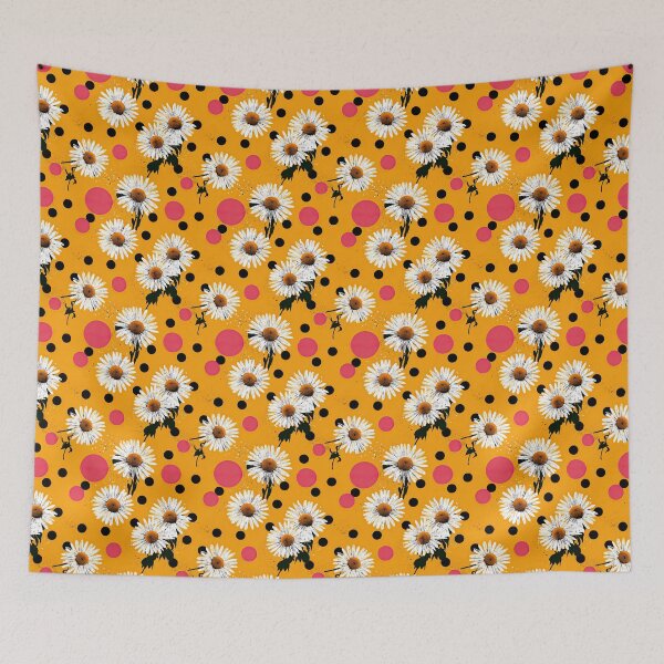 Item preview, Retro Daisy And Polka Dot Floral Pattern designed and sold by igraphixart.