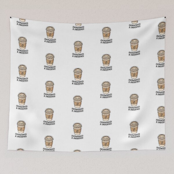 Item preview, Overworked and Underpaid Coffee Barista Sticker designed and sold by yanejoy.