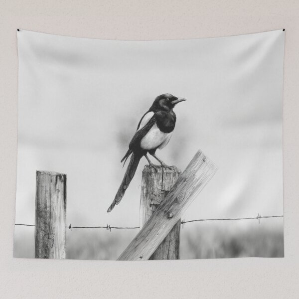 Item preview, A Magpie perched on an old fence, Birds in Motion designed and sold by CDC40.