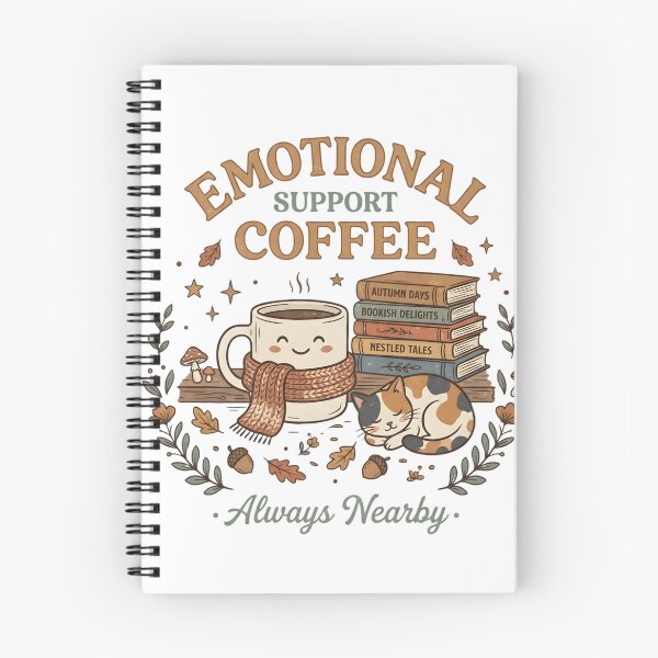 Item preview, Emotional Support Coffee Cozy Autumn Shirt | Book Lover Coffee Lover Cute Cat Gift designed and sold by softmind studio.