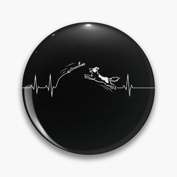 Item preview, ❤️ HEARTBEAT COLLECITON ❤️ - Heartbeat Dog - Joyful dog chasing heartbeat arc - Border Collie v2 - for darker backgrounds designed and sold by WheelieGdArt.