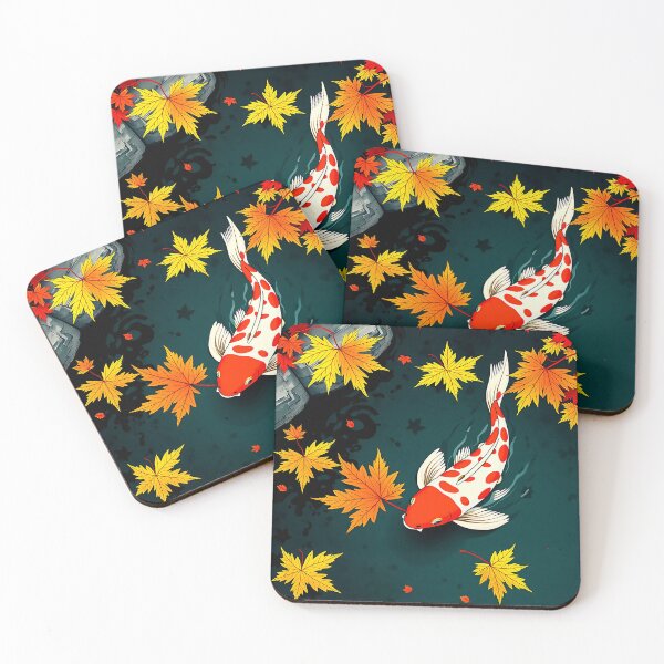 Item preview, Koi Fish & Maple Leaves | Japanese Ukiyo-e Pond Art designed and sold by T-domain.