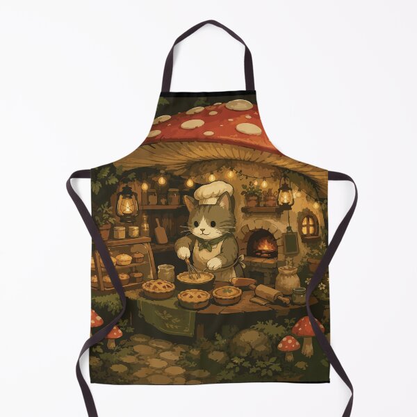 Item preview, Cute Cat Baker in Mushroom Cottage Cozy Baking designed and sold by SimplePoDesign.