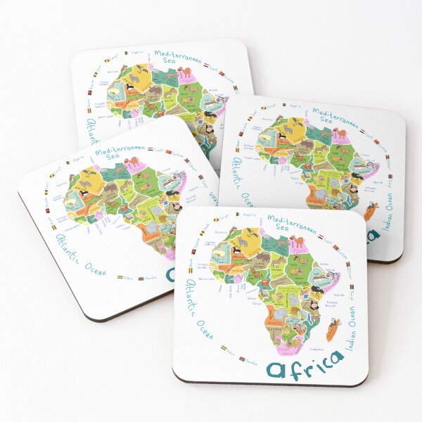 Item preview, Africa Map Illustration With Countries And Animals By Carla Daly designed and sold by Carla Daly.