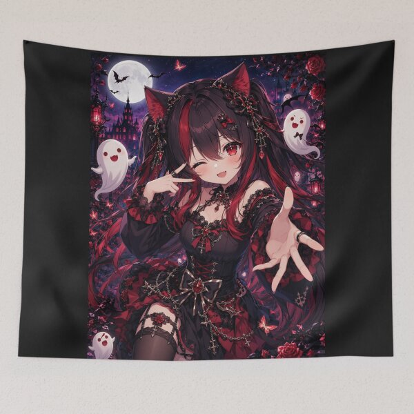 Item preview, Gothic Neko Girl – Dark Moon Night Aesthetic designed and sold by Revyra.