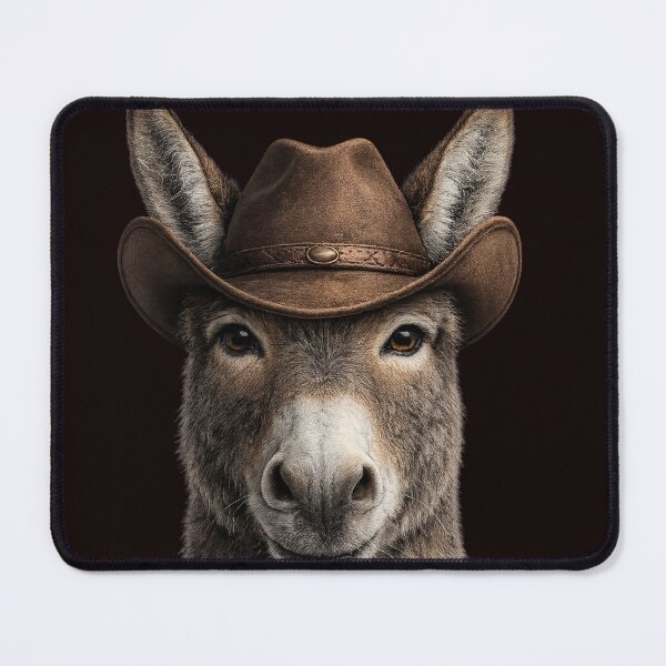 Item preview, Cowboy Donkey Wearing Western Hat Portrait designed and sold by BagFactoryUK.