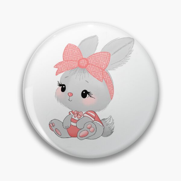 Item preview, Cute Baby Bunny Girl with Pink Bow Illustration designed and sold by DreamyBrushArt.