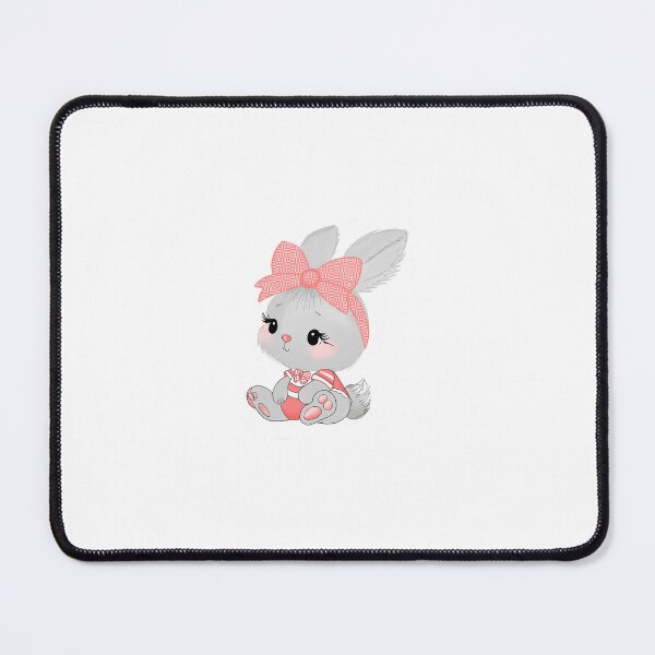 Item preview, Cute Baby Bunny Girl with Pink Bow Illustration designed and sold by DreamyBrushArt.