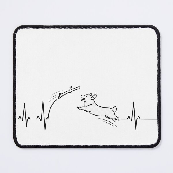 Item preview, ❤️ HEARTBEAT COLLECITON ❤️ - Heartbeat Dog - Joyful dog chasing heartbeat arc - Corgi designed and sold by WheelieGdArt.
