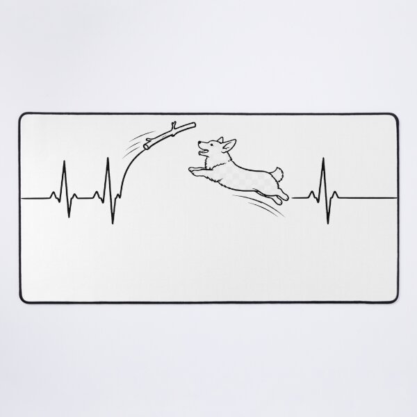 Item preview, ❤️ HEARTBEAT COLLECITON ❤️ - Heartbeat Dog - Joyful dog chasing heartbeat arc - Corgi designed and sold by WheelieGdArt.
