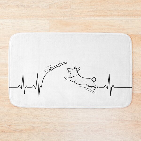 Item preview, ❤️ HEARTBEAT COLLECITON ❤️ - Heartbeat Dog - Joyful dog chasing heartbeat arc - Corgi designed and sold by WheelieGdArt.