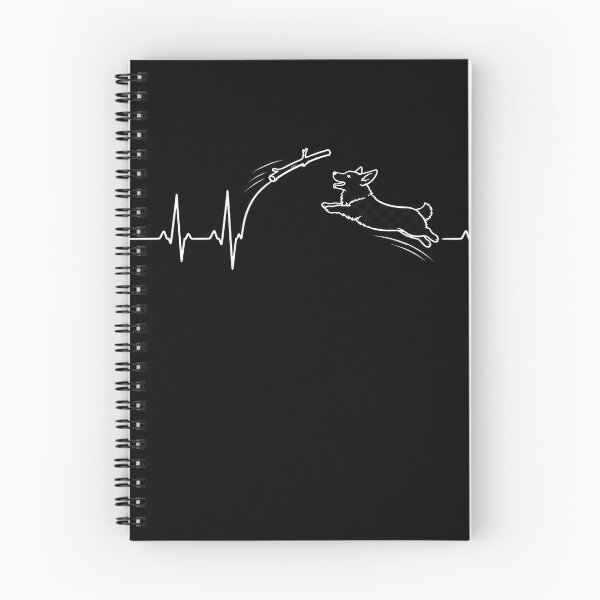 Item preview, ❤️ HEARTBEAT COLLECITON ❤️ - Heartbeat Dog - Joyful dog chasing heartbeat arc - Corgi - for darker backgrounds designed and sold by WheelieGdArt.