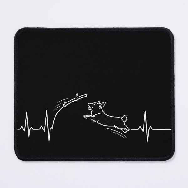 Item preview, ❤️ HEARTBEAT COLLECITON ❤️ - Heartbeat Dog - Joyful dog chasing heartbeat arc - Corgi - for darker backgrounds designed and sold by WheelieGdArt.