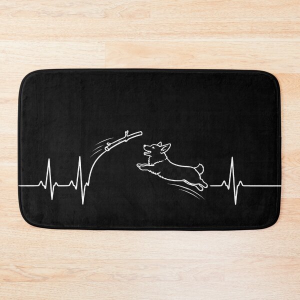 Item preview, ❤️ HEARTBEAT COLLECITON ❤️ - Heartbeat Dog - Joyful dog chasing heartbeat arc - Corgi - for darker backgrounds designed and sold by WheelieGdArt.