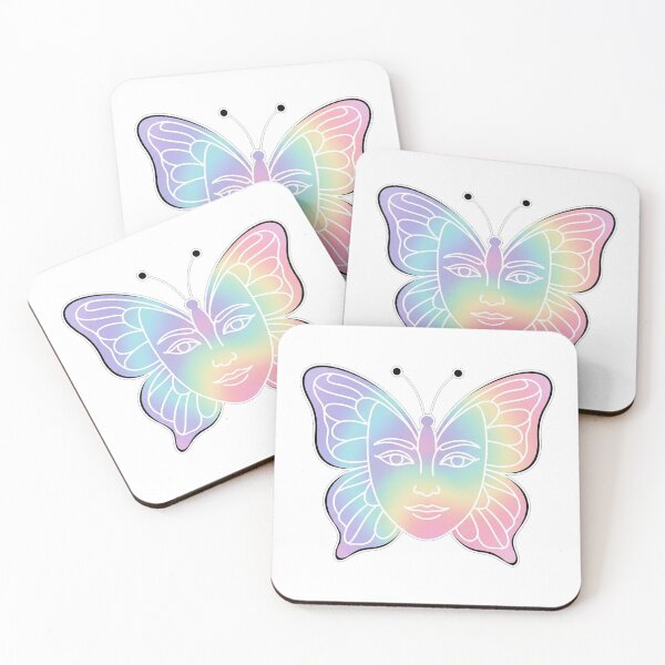 Item preview, Magical Pastel Rainbow Butterfly Face Illustration designed and sold by Owcomm.