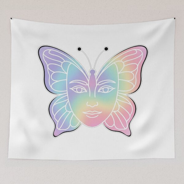 Item preview, Magical Pastel Rainbow Butterfly Face Illustration designed and sold by Owcomm.