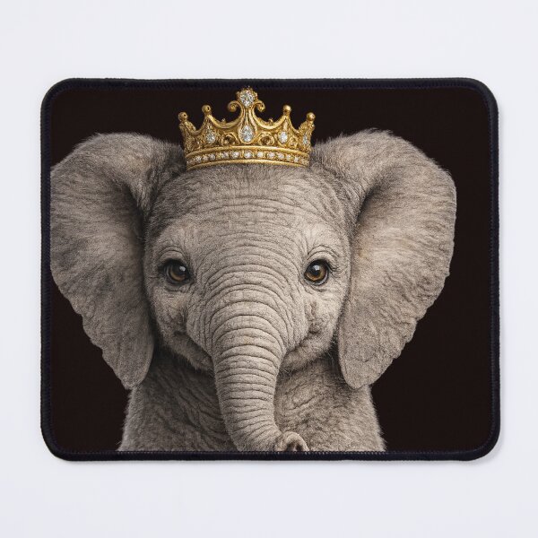 Item preview, Royal Baby Elephant Wearing Golden Crown designed and sold by BagFactoryUK.