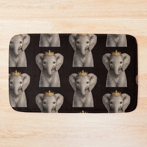 Item preview, Royal Baby Elephant Wearing Golden Crown designed and sold by BagFactoryUK.