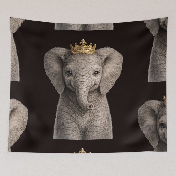 Item preview, Royal Baby Elephant Wearing Golden Crown designed and sold by BagFactoryUK.