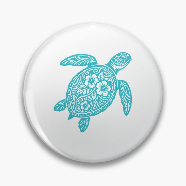 Item preview, Tribal Sea Turtle with Hibiscus Flowers - Hawaiian Honu Teal designed and sold by raedattia.