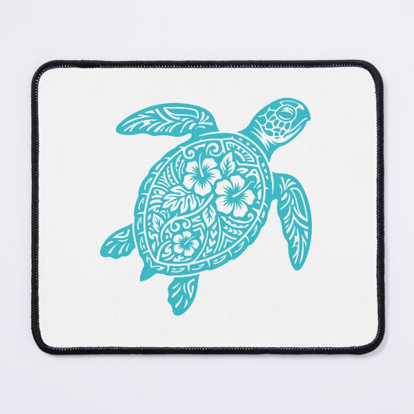 Item preview, Tribal Sea Turtle with Hibiscus Flowers - Hawaiian Honu Teal designed and sold by raedattia.